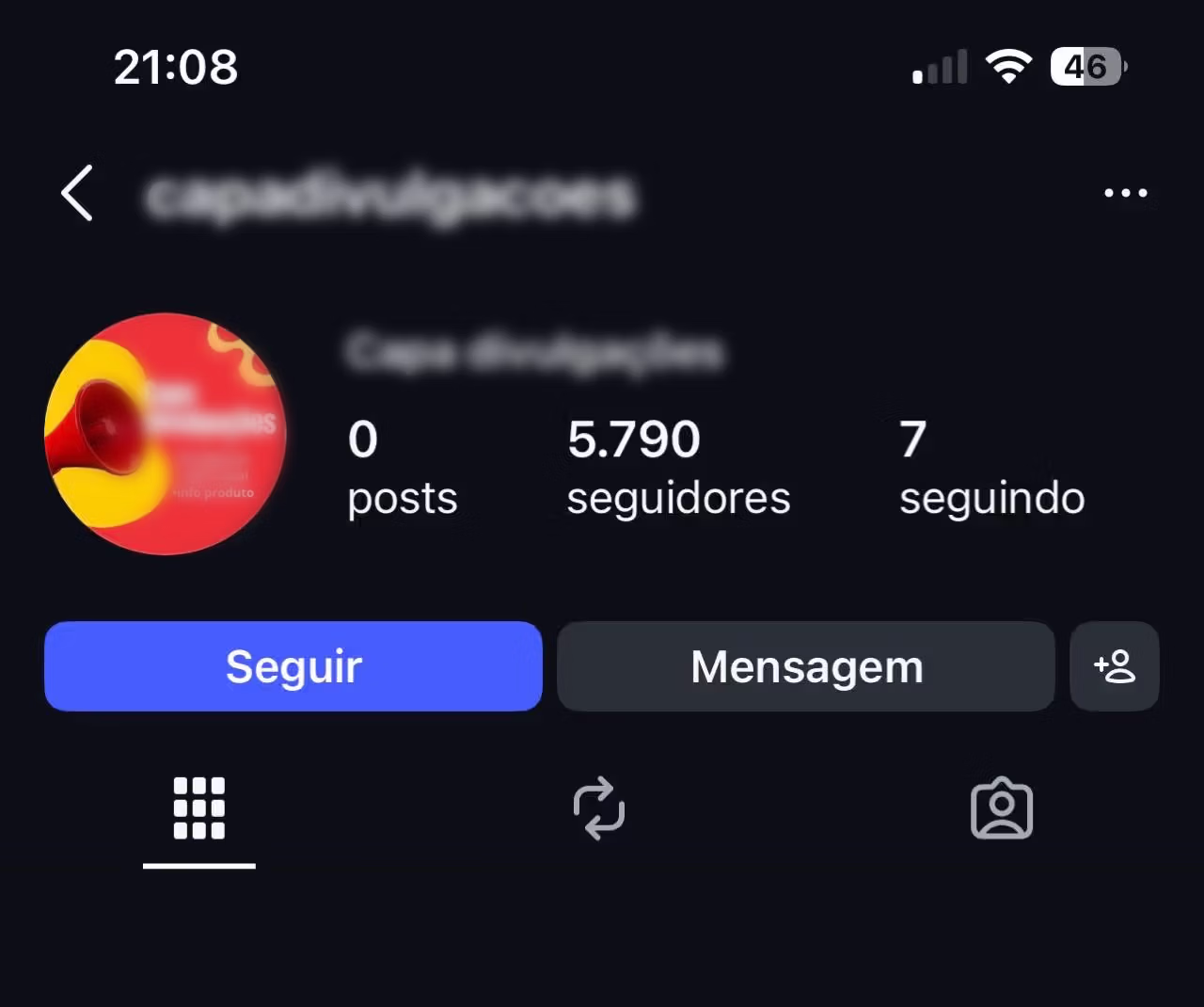 Print perfil com poucos seguidores