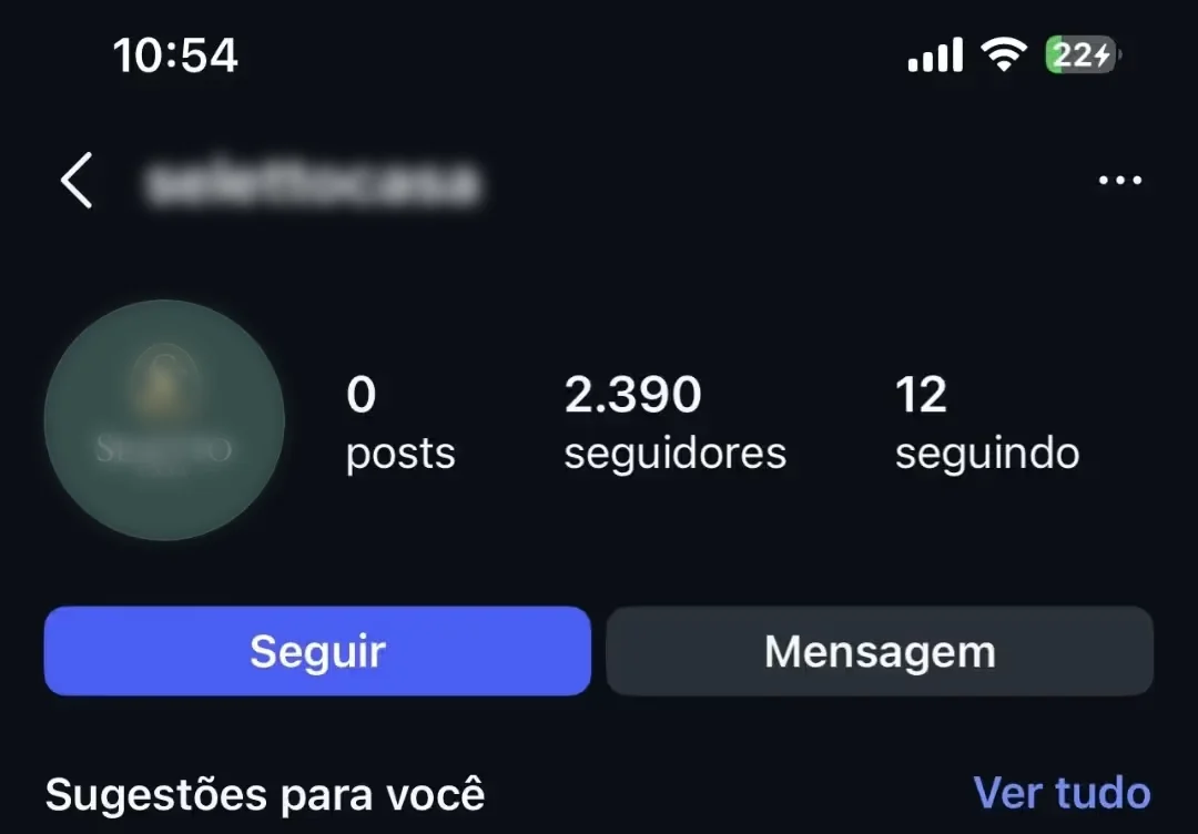 Print perfil com poucos seguidores